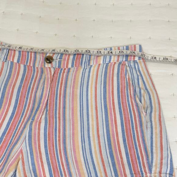 Old Navy Everyday Short Linen High Rise Shorts | Pastel Stripe Size 8 Chino - Picture 6 of 9